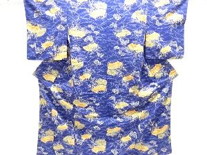 扇に蝶模様手織り紬着物